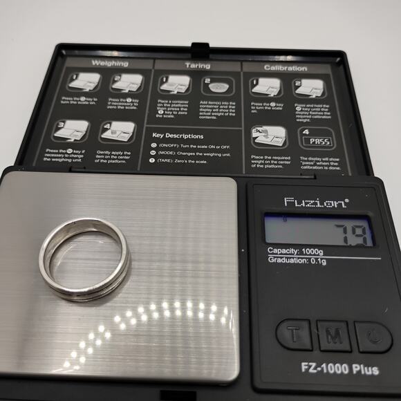 Grooved Band in a Satin Finish Sterling Silver Sz 10.25 - Picture 6 of 7